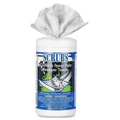 WIPES, GRAFFITI & SPRAY PAINT REMOVER, 30 / CANISTER