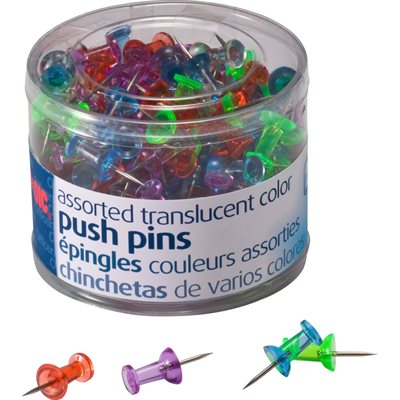 PUSH PIN,  TRANSLUCENT, ASSORTED 200 / PACK