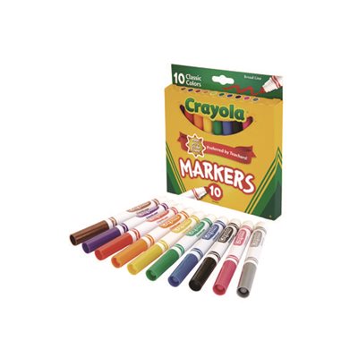 MARKERS, Non-Washable, Broad Point, Classic Colors, 10 / Set