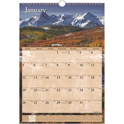 WALL CALENDAR, SCENIC, MONTHLY, RECYCLED, 12" x 17"