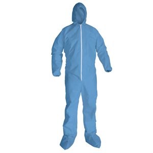 COVERALL, FR WITH HOOD & SOCKS, BLUE, MEDIUM, 25 / BOX