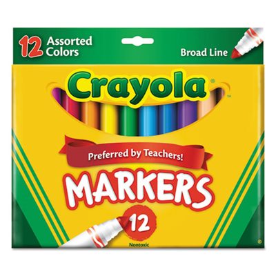 MARKERS, NON-WASHABLE BROAD BULLET TIP ASST COLORS  DZ