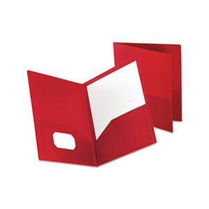 FOLDER, TWO POCKET, POLY, 100-Sheet CAPACITY, Opaque Red