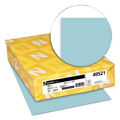 Exact Index Card Stock, 110lb, 8 1 / 2 x 11, Blue, 250 Sheets