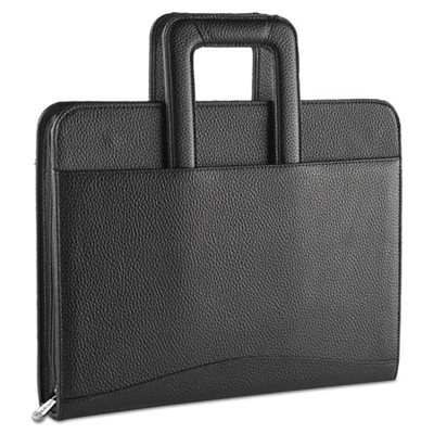 Zip-Around Padfolio, Vinyl, 14-1 / 2 x 2-3 / 4 x 11-1 / 2, Black