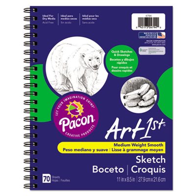 DIARY, ART1ST SKETCH, 11 X 8.5, 60 LB, 70 SHEETS, WHITE