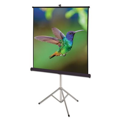 Portable Tripod Projection Screen, 60 x 60, White Matte, Black Steel Case