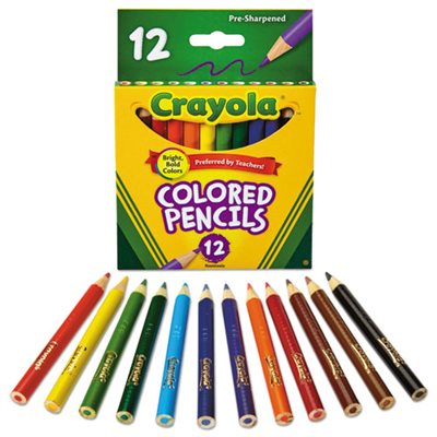 PENCILS, SHORT COLORED ASSORTED COLORS 12 / SET