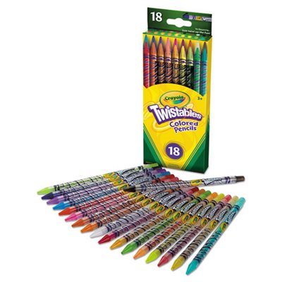 PENCILS, COLORED TWISTABLES ASST 18 / PK