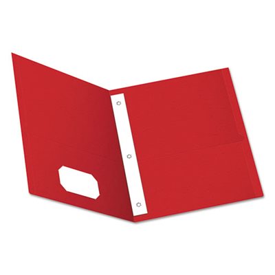 FOLDER, Twin-Pocket, 3 Fasteners, Letter, .5" Capacity, Red, 25 / Box