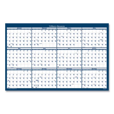 CALENDAR, REVERSIBLE 24X37 12 MONTH 2024 LAMINATED