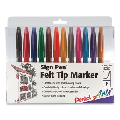 PENS, SIGNING, FINE, ASSORTED, 12 PK