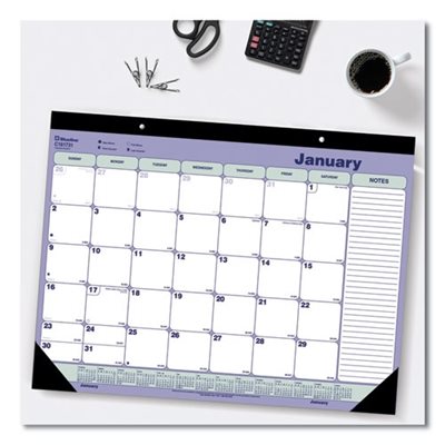 Desk Pad Calendar, 21 1 / 4 x 16, Blue / White / Green 2025