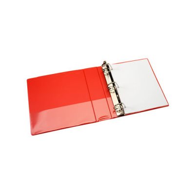 BINDER, 2" D RED W / POCKET AND OVERLAY