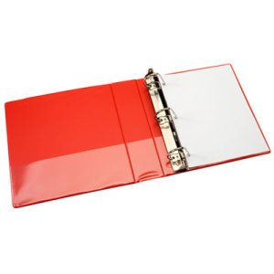 BINDER, 1" D RED WITH OVERLAY