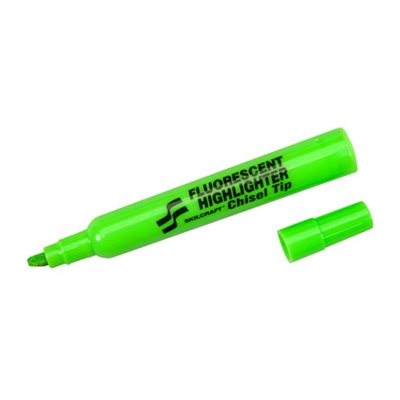 HIGHLIGHTER, FLUORESCENT, CHISEL TIP, GREEN, ABILITYONE, DOZEN