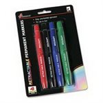 MARKER, PERMANENT, RETRACTABLE, BULLET TIP, ASSORTED, ABILITYONE, 4 / PK