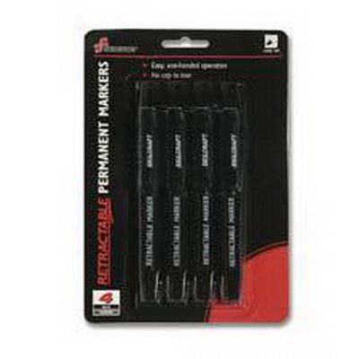 MARKER, PERMANENT, RETRACTABLE, BULLET TIP, BLACK, ABILITYONE, 4 / PK