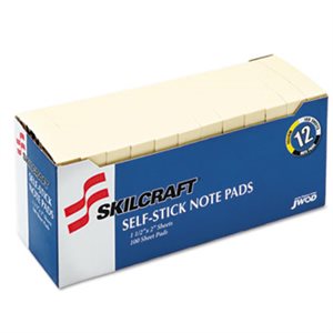 PADS, SELF-STICK, 1.5" X 2", UNRULED, YELLOW, ABILITYONE, DOZEN