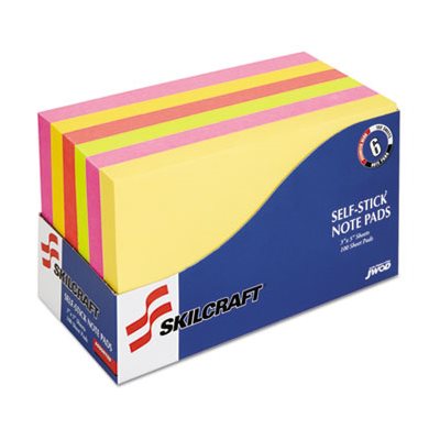 PADS, SELF-STICK, NOTE PADS, 3" X 5", UNRULED, ASSORTED NEON