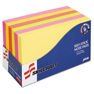 PADS, SELF-STICK, NOTE PADS, 3" X 5", UNRULED, ASSORTED NEON