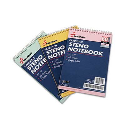 PAD, STENO NOTE PAD, GREGG RULE, 6" X 9", GOLD / GREEN / PINK, 60 SHEETS, 3 / PK