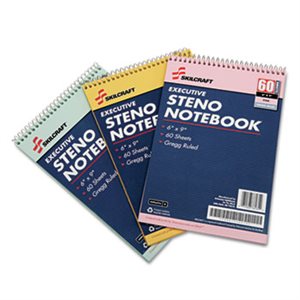 PAD, STENO NOTE PAD, GREGG RULE, 6" X 9", GOLD / GREEN / PINK, 60 SHEETS, 3 / PK