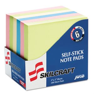 PAD, SELF-STICK, NOTE PADS, 3" X 3", UNRULED, ASSORTED, ABILITYONE 