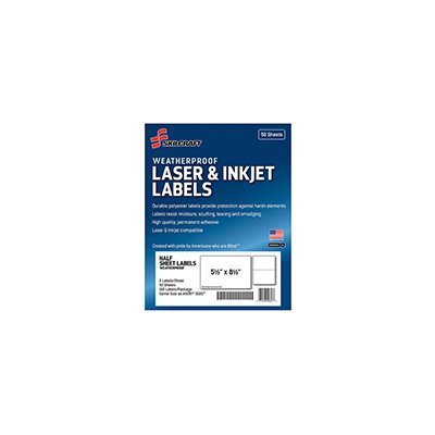 LABEL, WEATHERPROOF 5 1 / 2" X 8 1 / 2", MAILING, 100 / PK