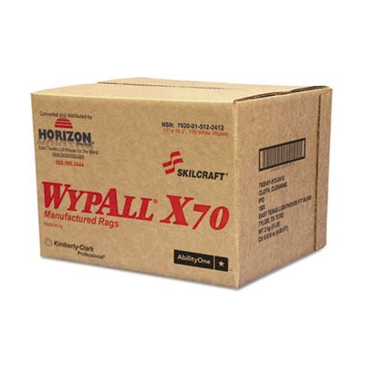 RAGS, WYPALL X70 RAGS, 11" x 16.5", WHITE, ABILITYONE, 174 / BOX