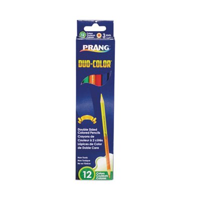 COLORED PENCILS, PRANG DUO-COLOR 3 MM 12 ASSORTED LEAD 6 / PK