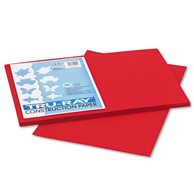 PAPER, CONSTRUCTION 76 LB TEXT WEIGHT 12 X 18 RED 50 / RED