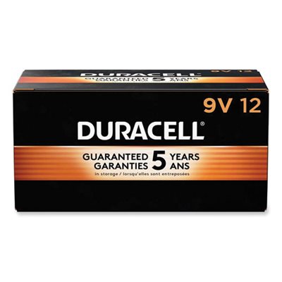 BATTERIES, 9V, DURACELL CopperTop, Alkaline, w /  Duralock Power Preserve Technology, 12 / Box