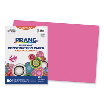 Construction Paper, SUNWORKS, 58lbs, 12" x 18", Hot Pink, 50 Sheets / Pack