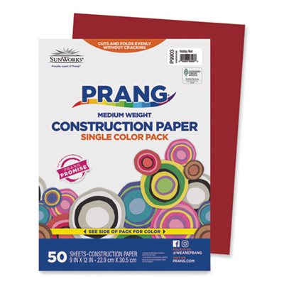 Construction Paper, 58 lbs., 9 x 12, Holiday Red, 50 Sheets / Pack