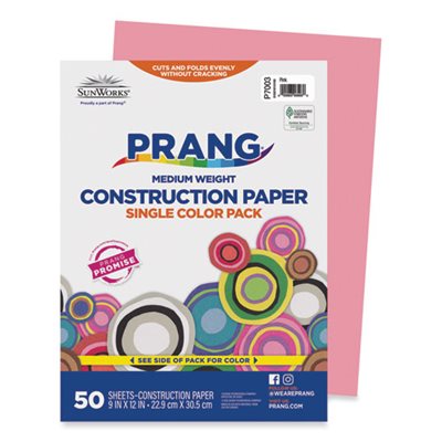 Construction Paper, SUNWORKS, 58lbs., 9" x 12", Pink, 50 Sheets / Pack