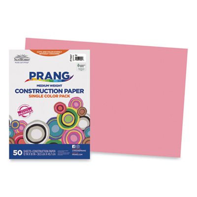 Construction Paper, SUNWORKS, 58lbs, 12" x 18", Pink, 50 Sheets / Pack