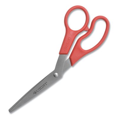 Value Line Stainless Steel Shears, 8" Bent, Red