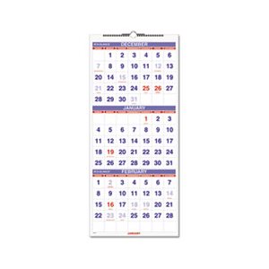 Vertical-Format Three-Month Reference Wall Calendar, 12 x 27, 2021