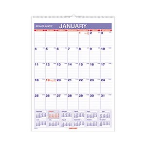 Monthly Wall Calendar with Ruled Daily Blocks, 8 x 11, White 2022