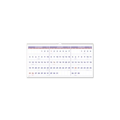 Horizontal-Format Three-Month Reference Wall Calendar, 24 x 12, 2021