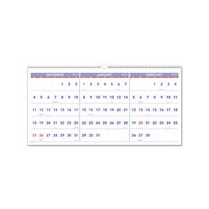 Horizontal-Format Three-Month Reference Wall Calendar, 24 x 12, 2021