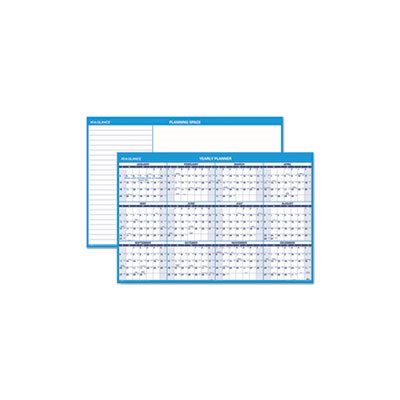 WALL PLANNER, ERASABLE, HORIZONTAL, 48" x 32", BLUE / WHITE, 2020