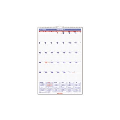 WALL CALENDAR, MONTHLY, RULED, DAILY BLOCKS, 20" x 30", WHITE, 2022