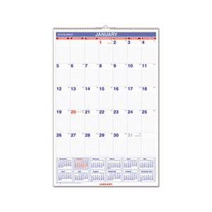 WALL CALENDAR, MONTHLY, RULED, DAILY BLOCKS, 20" x 30", WHITE, 2022