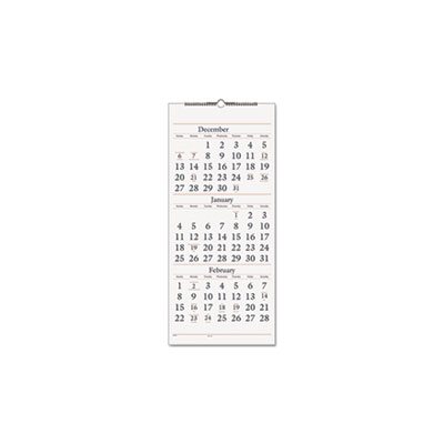 Three-Month Reference Wall Calendar, 12 x 27, 2020-2022