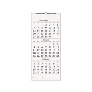 Three-Month Reference Wall Calendar, 12 x 27, 2020-2022