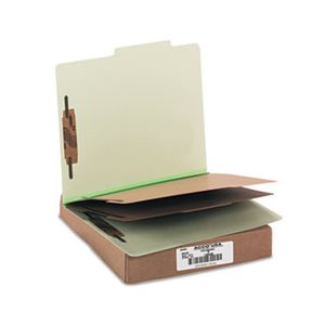 FOLDER, PRESSBOARD, 25-PT CLASSIFICATION FOLDERS, LETTER, 6-SECTION, LEAF GREEN, 10 / BOX