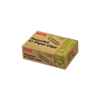 Recycled Paper Clips, Smooth, #1, 100 / Box, 10 Boxes / Pack