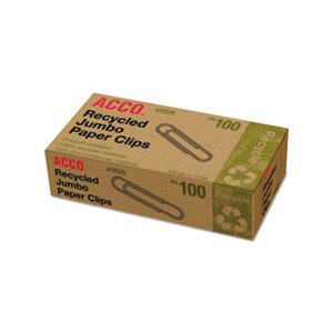 CLIPS, SMOOTH, RECYCLED PAPER CLIP, JUMBO, 100 / BOX, 10 BOXES / PACK